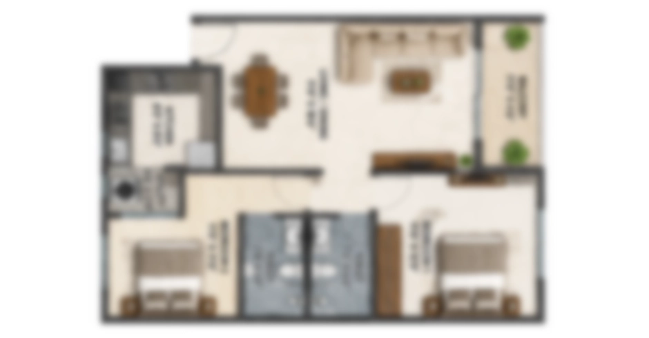 Kohinoor Imperia 2 BHK Floor Plan