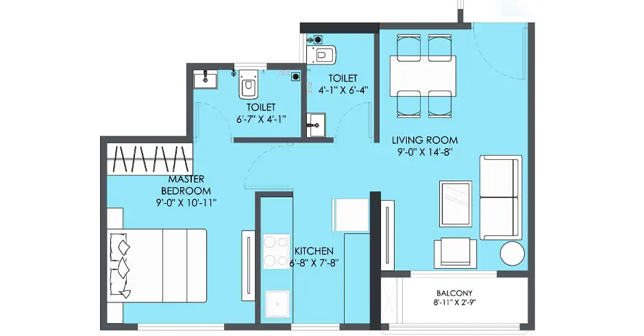 Kohinoor Dombivli 1 BHK Floor Plan